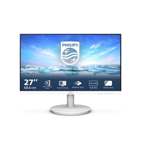 Philips V Line 271V8AW/00 tietokoneen näyttö 68,6 cm (27") 1920 x 1080 pikseliä Full HD LCD Valkoinen Valkoinen