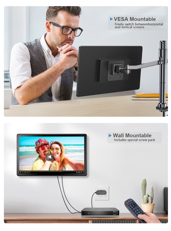 Berøringsskærm Bærbar Monitor, 15,6 tommer, 1080P IPS Skærm,EU-stik