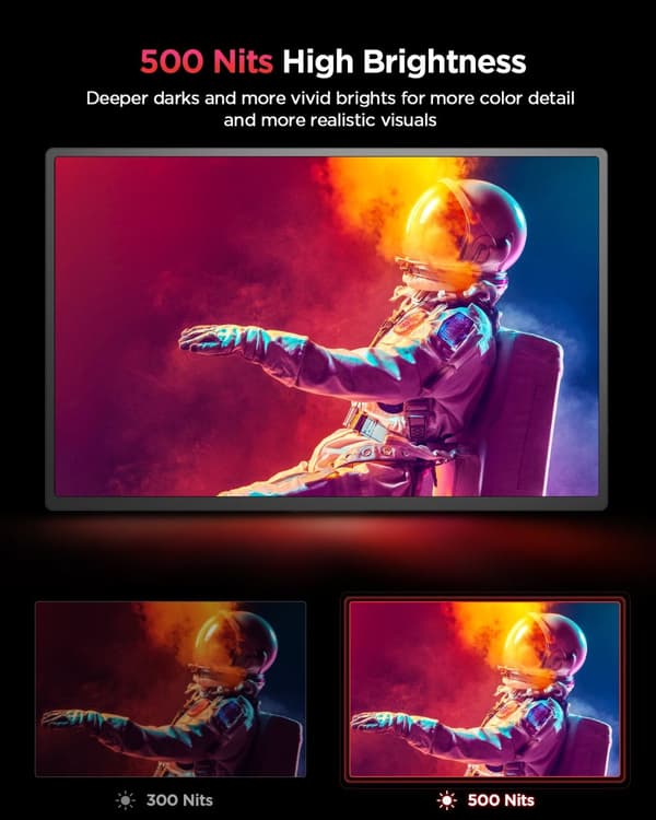 Bærbar Skærm, 2K HDR Display, Ultra-Narrow Bezel,EU-stik