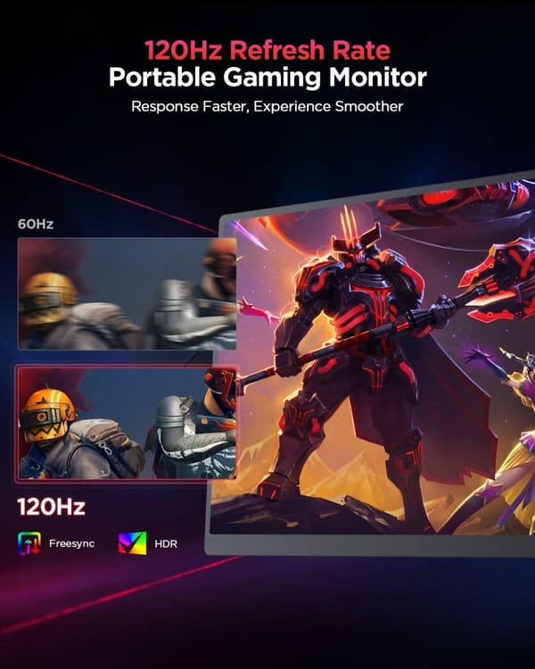 Bærbar Skærm, 2K HDR Display, Ultra-Narrow Bezel,EU-stik