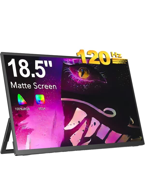 18,5" Bærbar Skærm, 120Hz Opdateringshastighed, 1080P FHD Opløsning,EU-stik