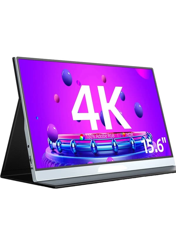 4K Bærbar Skærm, HDR IPS Display, Dobbelt Højttalere,EU-stik