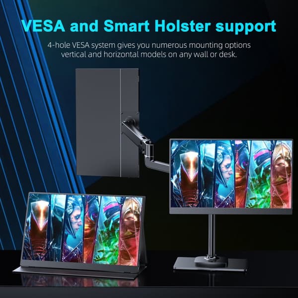 Bärbar 17,3-tumsmonitor, 144Hz uppdateringsfrekvens, 2560x1440 upplösning,EU-kontakt