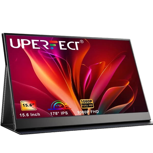 Titel> Bærbar Skærm, Full HD 1080P, Ultra-Narrow Bezel Design,EU-stik