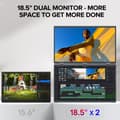 Miniatyrbillede 2 af 5: Dual Skærm Monitor, 18,5 Tommer Full HD, USB-C og Mini HDMI Forbindelse,EU-stik