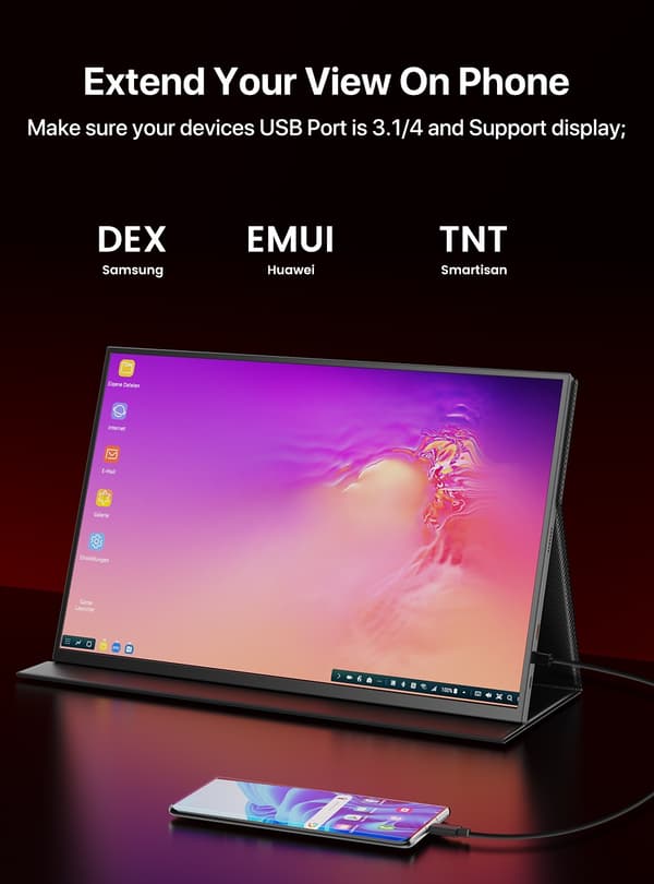 Bärbar Spelmonitor, 2K QHD-upplösning, 144Hz uppdateringsfrekvens,EU-kontakt