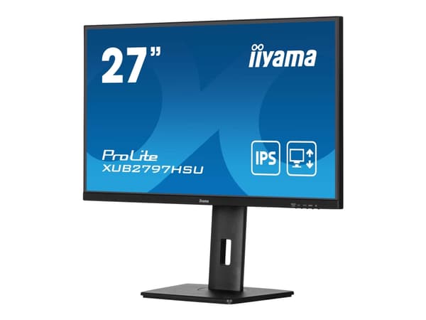 iiyama ProLite XUB2797HSU-B2 - LED-skärm - 27" - 1920 x 1080 Full HD (1080p) @ 100 Hz - IPS - 300 cd/m² - 1000:1 - 1 ms - HDMI, DisplayPort - högtala Svart