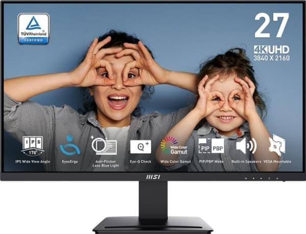 MSI PRO MP273UDE - Litteä näyttö (TFT/LCD) - 68,6 cm - 27" - 3840x2160 - 1xDisplayPort 1.4a / 2x HDMI 2.0b [Energialuokka F] (9S6-3PB4CH-209)