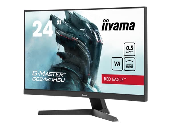 iiyama G-MASTER Red Eagle GC2480HSU-B1 - LED-skjerm - gaming - kurvet - 24" (23.6" synlig) - 1920 x 1080 Full HD (1080p) @ 180 Hz - VA - 300 cd/m² - Sort