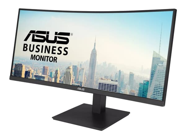 ASUS VA34VCPSR - LED-skjerm - kurvet - 34" - 3440 x 1440 @ 100 Hz - VA - 300 cd/m² - 3000:1 - HDR10 - 4 ms - HDMI, DisplayPort, USB-C - høyttalere - Sort