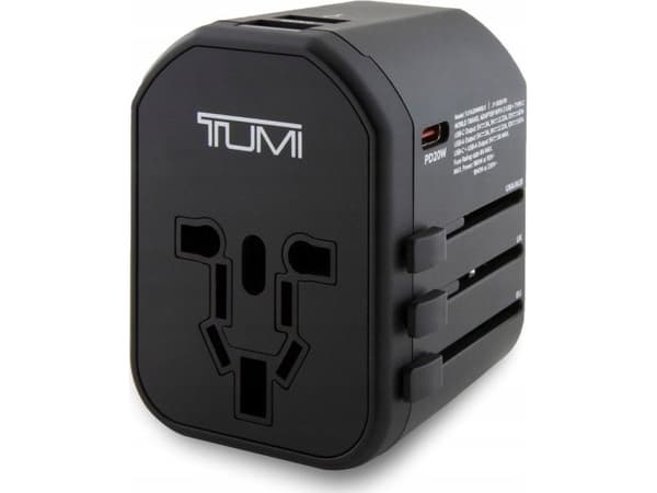 TUMI TUTA20WMSLK travel adapter 20W USB-C / 2xUSB-A black