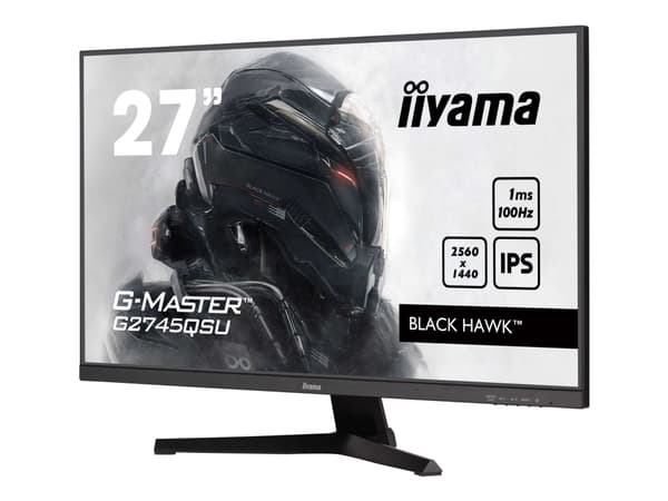 iiyama G-MASTER Black Hawk G2745QSU-B2 - LED-skärm - spel - 27" - 2560 x 1440 WQHD @ 100 Hz - IPS - 300 cd/m² - 1300:1 - 1 ms - HDMI, DisplayPort - h Svart