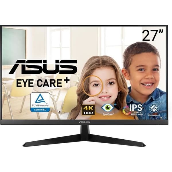 ASUS VY27UQ 27-tums Ögonvård Monitor 4K 3840 x 2160, IPS, HDR-10, Adaptive Sync, Eye Care Plus-teknologi, Ljusfilter Svart