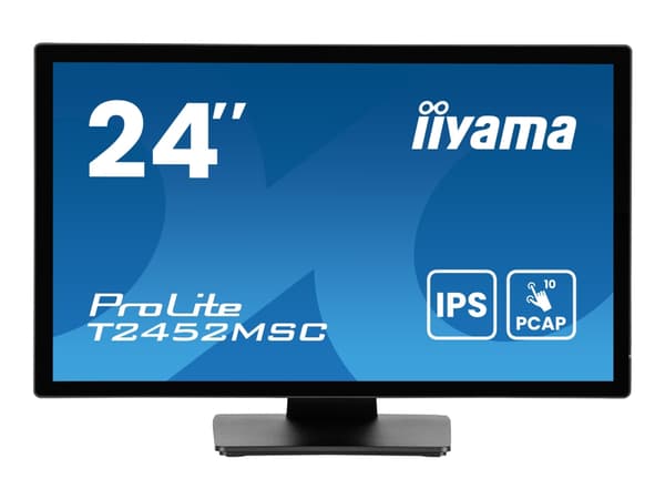 iiyama ProLite T2452MSC-B1AG - LED-skärm - 24" (23.8" visbar) - pekskärm - 1920 x 1080 Full HD (1080p) - IPS - 400 cd/m² - 1000:1 - 14 ms - HDMI, Dis Svart