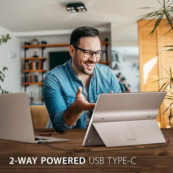 Bildskärm 15,6''ViewSonic TD1655 Silv FHD 16:9 Capacitive Touch 10Pts 250 cd/m2 6,5ms 20°/60° Mini HDMI 2xUSB C Hp:2x0,8W Support +