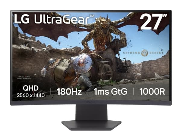 LG UltraGear 27GS60QC-B - LED-skärm - spel - böjd - 27" - 2560 x 1440 QHD @ 180 Hz - VA - 300 cd/m² - 3000:1 - HDR10 - 1 ms - 2xHDMI, DisplayPort