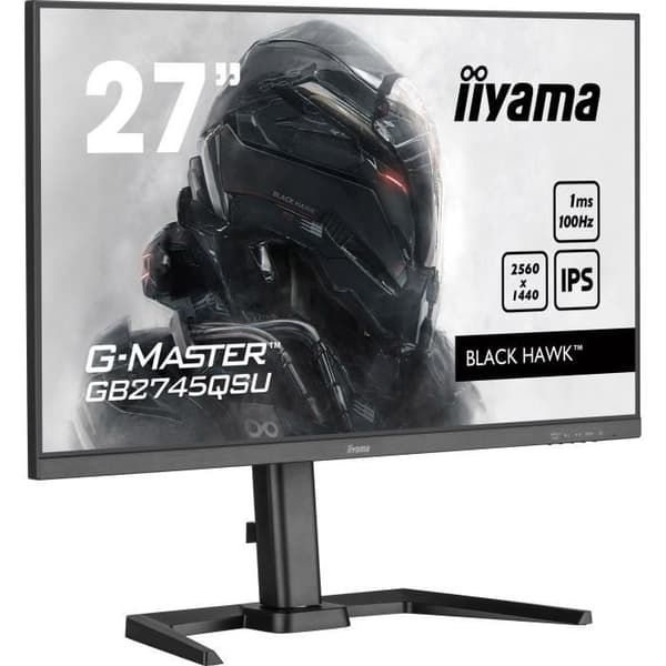 Iiyama GB2745QSU-B1 Gaming PC Monitor 27'' G-Master Black Hawk, IPS-panel, FreeSync, 2560x1440 a100Hz, 1ms, HDMI, DisplayPort, USB HUB Svart