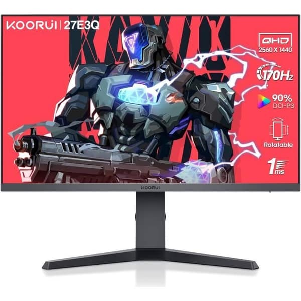 PC Gaming Skärm 27 Tum - KOORUI - 2K QHD 2560x1440 - 170Hz - 1ms - IPS HDR 400
