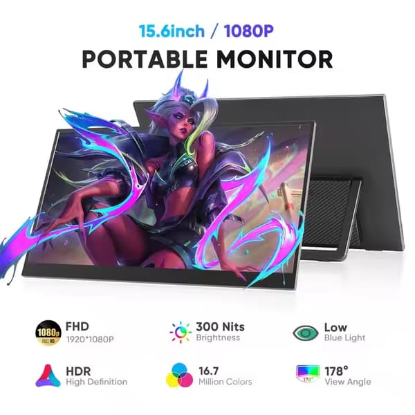 S27a-3 portable monitor 15,6" med inbyggt stöd