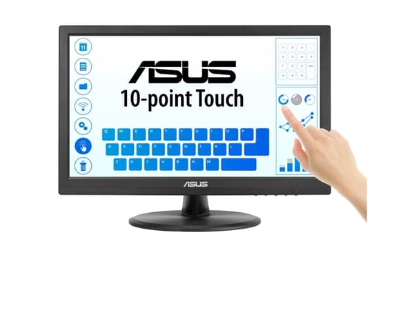 ASUS VT169HE - LED-skjerm - 16" (15.6" synlig) - berøringsskjerm - 1920 x 1080 Full HD (1080p) @ 60 Hz - IPS - 220 cd/m² - 1000:1 - 5 ms - HDMI, VGA