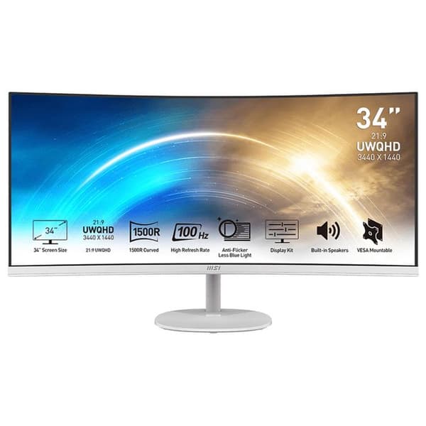 PC-skärm - MSI - PRO MP341CQW - 21:9 Ultrawide - Uppdateringsfrekvens 100 Hz - Inkräktad 1500R