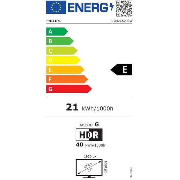 PC-skärm - PHILIPS - Evnia 27M2C5200W - 27" FHD - Curvad skärm Fast VA - 280Hz - 0,3ms - Höjdjusterbar/Pivot