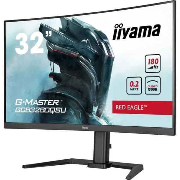 PC-skärm - IIYAMA - GCB3280QSU-B2 - 31,5" QHD - VA - 180Hz - 0,2ms - HDMI/DP/USB HUB - Justerbar fot - Böjd 1500R - Svart
