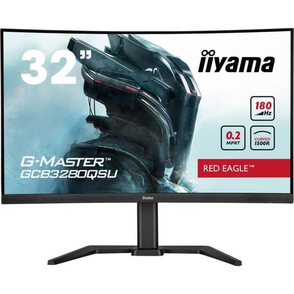 PC-skärm - IIYAMA - GCB3280QSU-B2 - 31,5" QHD - VA - 180Hz - 0,2ms - HDMI/DP/USB HUB - Justerbar fot - Böjd 1500R - Svart Svart