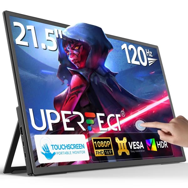 Berøringsskærm Bærbar Monitor, 21,5 tommer FHD, 120Hz Opdateringshastighed,120HZ Berøring, EU-stik
