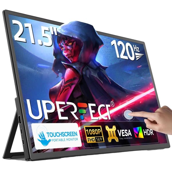 Berøringsskærm Bærbar Monitor, 21,5 tommer FHD, 120Hz Opdateringshastighed,120HZ Berøring, EU-stik