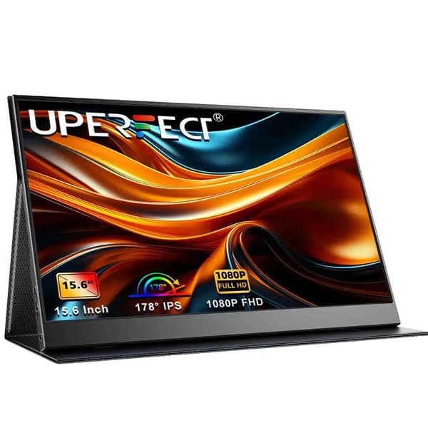 Bærbar Skærm, FHD 1080P Opløsning, Ultra-Tynd IPS Skærm,EU-stik