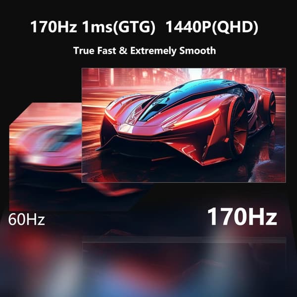 27 Tommer Gaming Skærm, 170Hz Opdateringshastighed, 1ms Reaktionstid, 2560x1440 Opløsning