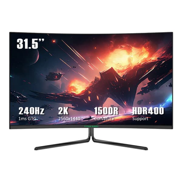 Kaareva pelimonitori, 31,5 tuumaa, 240Hz virkistystaajuus, 1ms vasteaika,TITAN ARMY C32C1S, Eu plug in Finnish is "Eu-plugi".