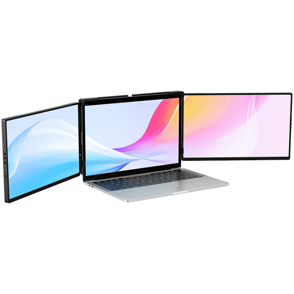 Bærbar Triple Monitor Skærmforlænger, 14" Full HD 1080P, 178° Synsvinkel,Triple Monitor