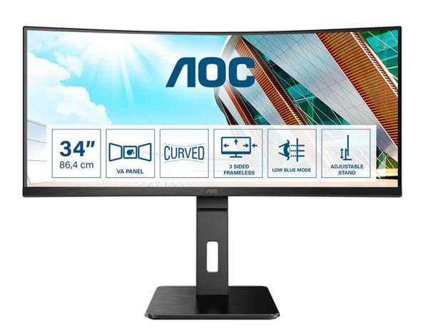 AOC P2 CU34P2A LED-skärm 86,4 cm (34") 3440 x 1440 pixlar Quad HD Black