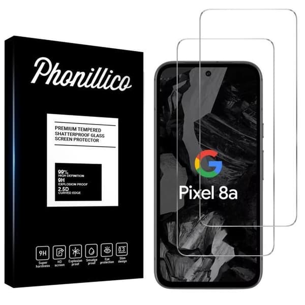 Härdat Glas - Phonillico - Google Pixel 8a - Paket med 2 - Repelande - Transparent