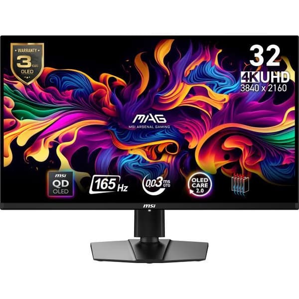 PC-skärm - MSI - MAG 321UP QD-OLED - 80 cm - 4K Ultra HD - QDOLED Svart Svart
