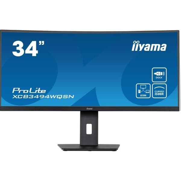 Böjd PC-skärm - IIYAMA XCB3494WQSN-B5 - 34" UWQHD - VA Panel - 0,4 ms - 120Hz - HDMI / DisplayPort / USB / KVM / USB-C dockning