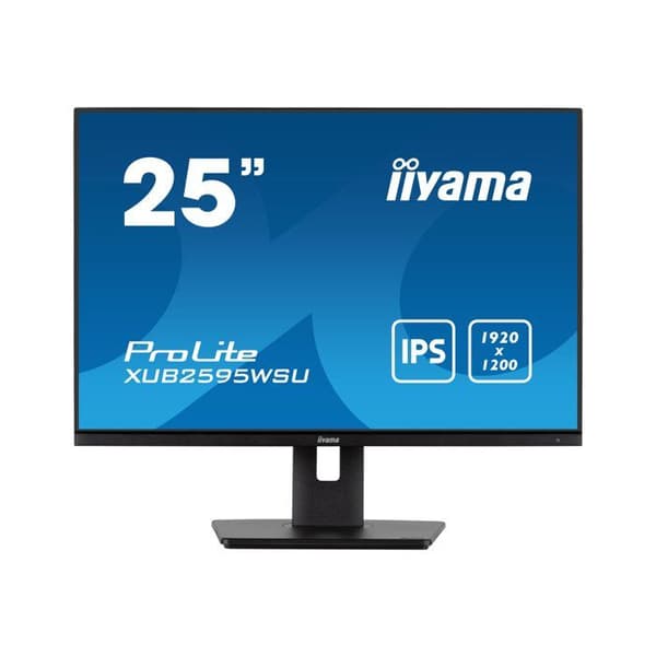 Bildskärm IIYAMA 25'' IPS 4ms 16:10 1920x1200 VGA HDMI DisplayPort USB-HUB HAR 13 cm pivotställ ULTRATHIN / XUB2595WSU-B5 Svart