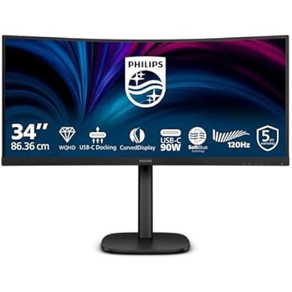 Kurvad monitor - PHILIPS - 34B2U3600C - WQHD 34 tum - 120 Hz - Inbyggda högtalare