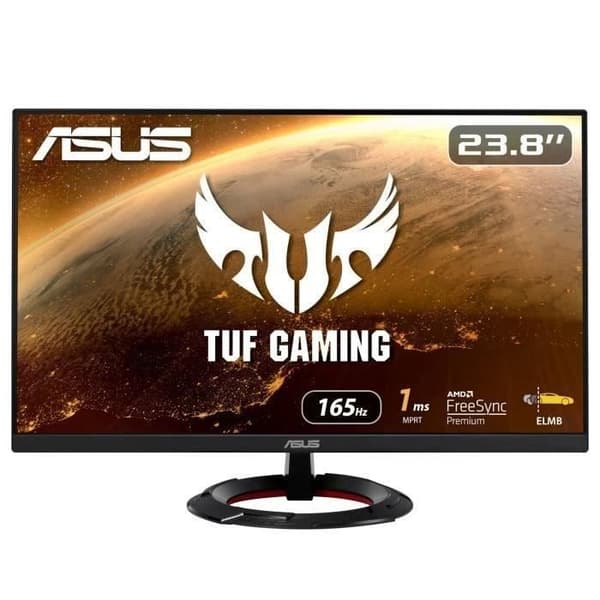Ekran PC Gamer - ASUS - TUF Gaming VG249Q1R Gaming Monitor - 23.8 tum FHD (1920x1080) - IPS - 165Hz - 1ms - FreeSync™ Premium - 1ms Svart