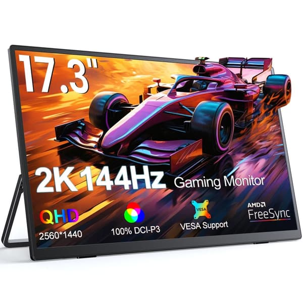 Bärbar Spelmonitor, 17,3 Tum QHD, 144Hz Uppdateringsfrekvens,J19, Eu plugg
