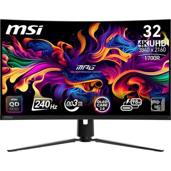 MSI 9S63DD64T-001 MSI MPG 321CURX QD-OLED platt skärm för PC 80 cm (31.5') 3840 x 2160 pixlar 4K Ultra HD Svart Svart