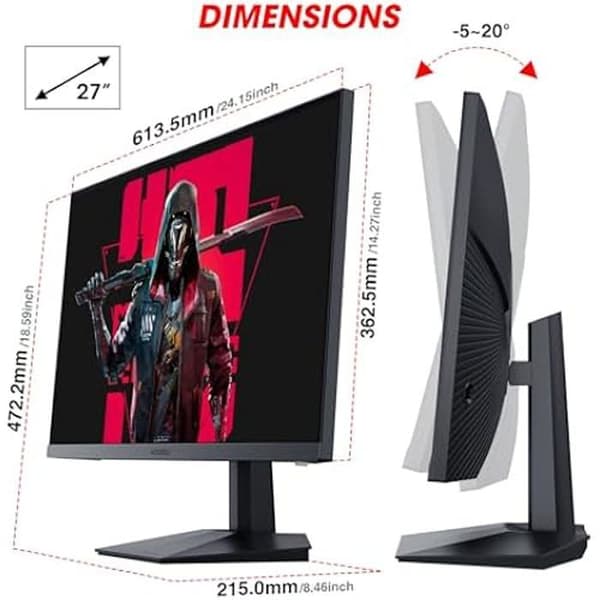Moniteur - KOORUI - 27E6CA - 27'' - 1920x1080px - 165Hz - Svarstid 1ms