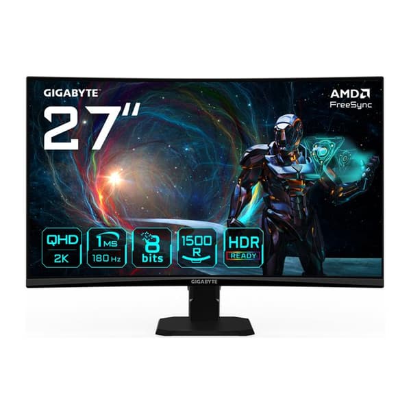 Kurvad Spelmonitor - GIGABYTE - GS27QCA - 27 tum - QHD 2560x1440 - 180Hz - 1ms Svart