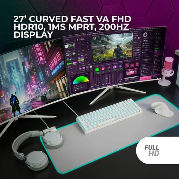 Kurvigt Gaming Skärm - MARS GAMING - MV-27C - 27 tum - 200Hz - HDR10 - 1ms
