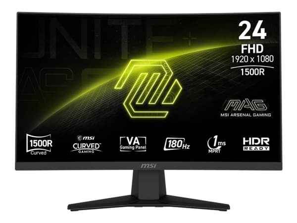 MSI MAG 244C 23,6 tommer VA FHD Curve 1500R 180Hz 250cd/m2 4ms HDMI DP Sort