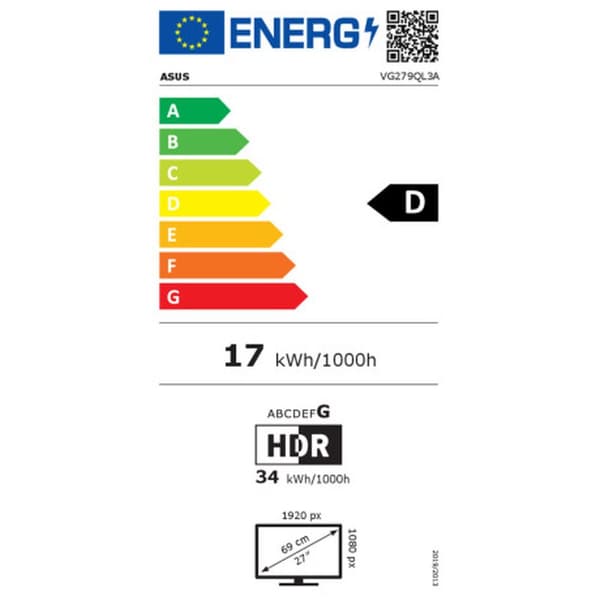 Pelinäyttö Asus VG279QL3A Full HD 27" 180 Hz