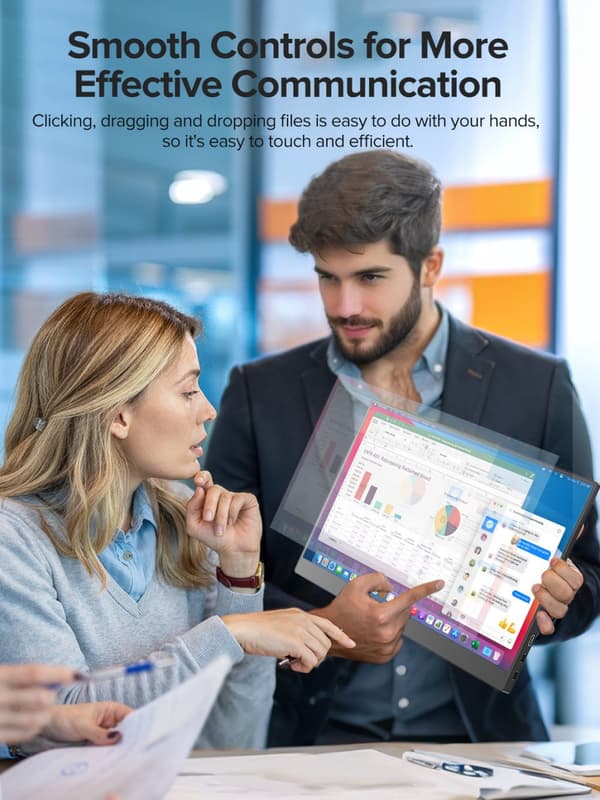 Bærbar Touchscreen Skærm, 15,6 Tommer IPS Display, 1920 x 1080 Opløsning,EU-stik