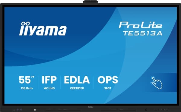 iiyama TE6513A-B1AG skyltskärm Interaktiv platt skärm 163,8 cm (64,5") Wi-Fi 450 cd/m² 4K Ultra HD Svart Pekskärm Processor inbäddad Android 18/7